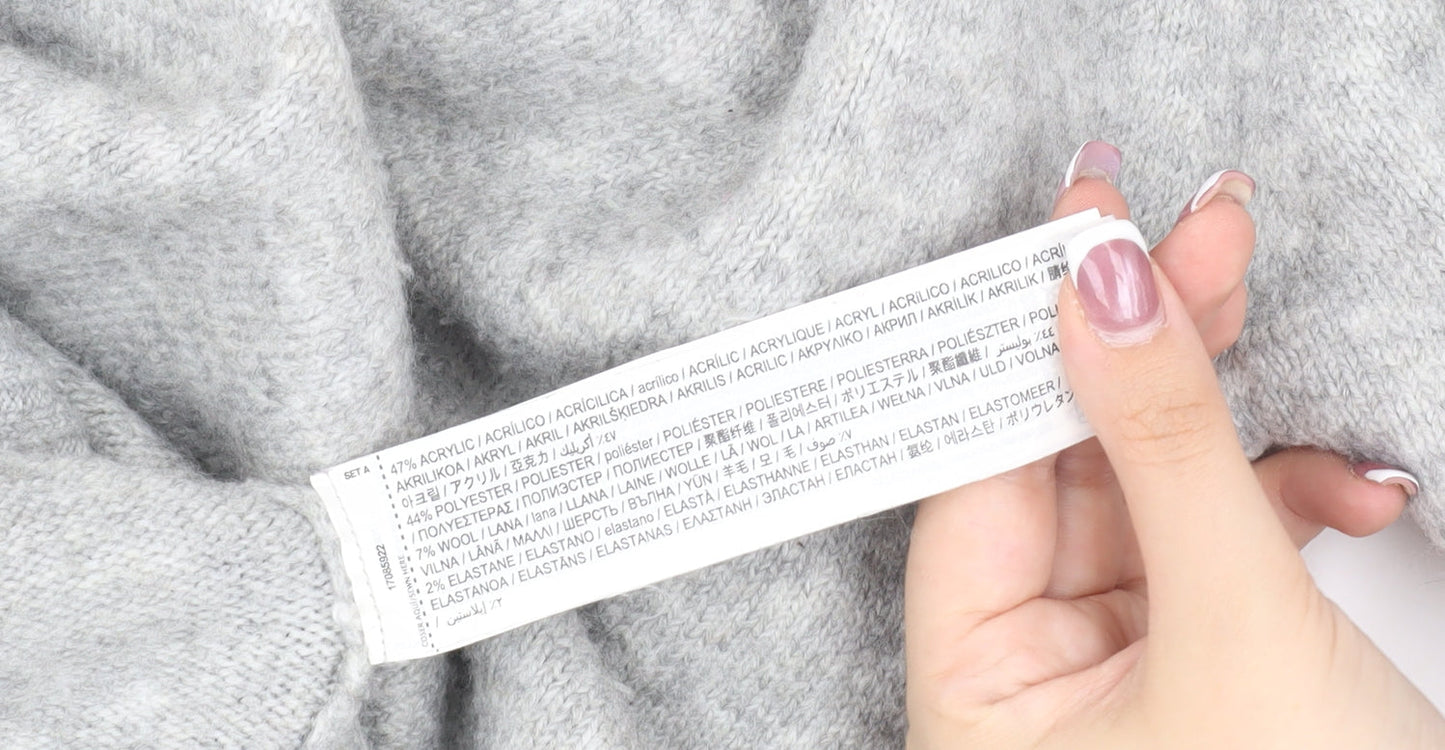 MNG Women's Grey Roll Neck Pullover Jumper XS