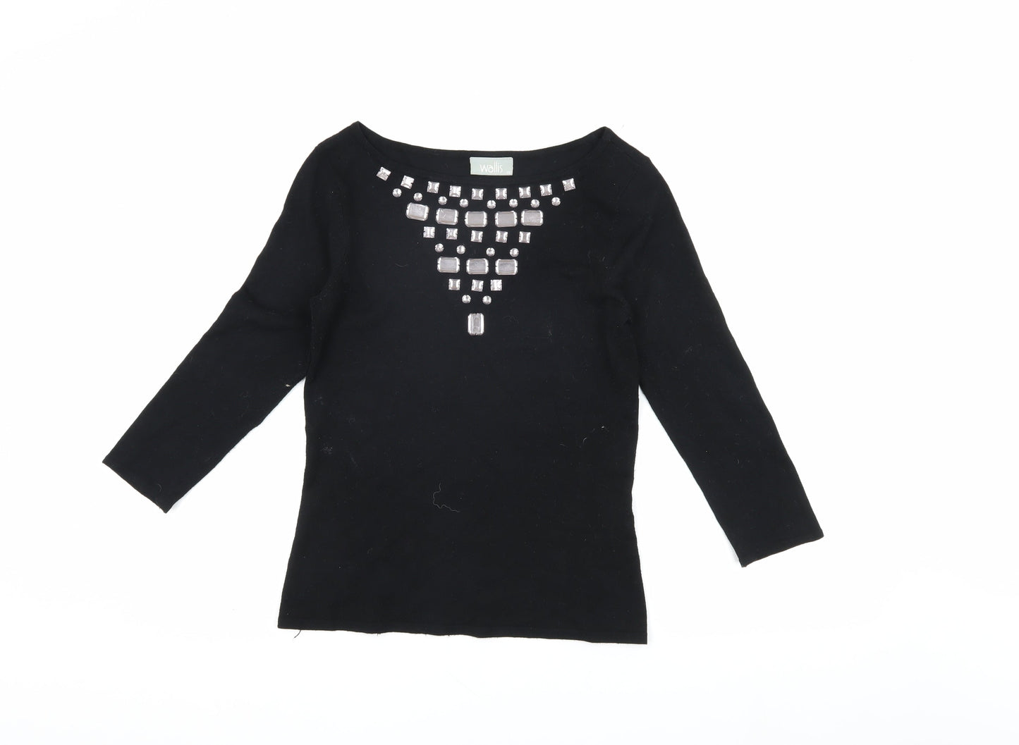 Wallis Women's Black Pullover Jewel Accent Jumper Size 10