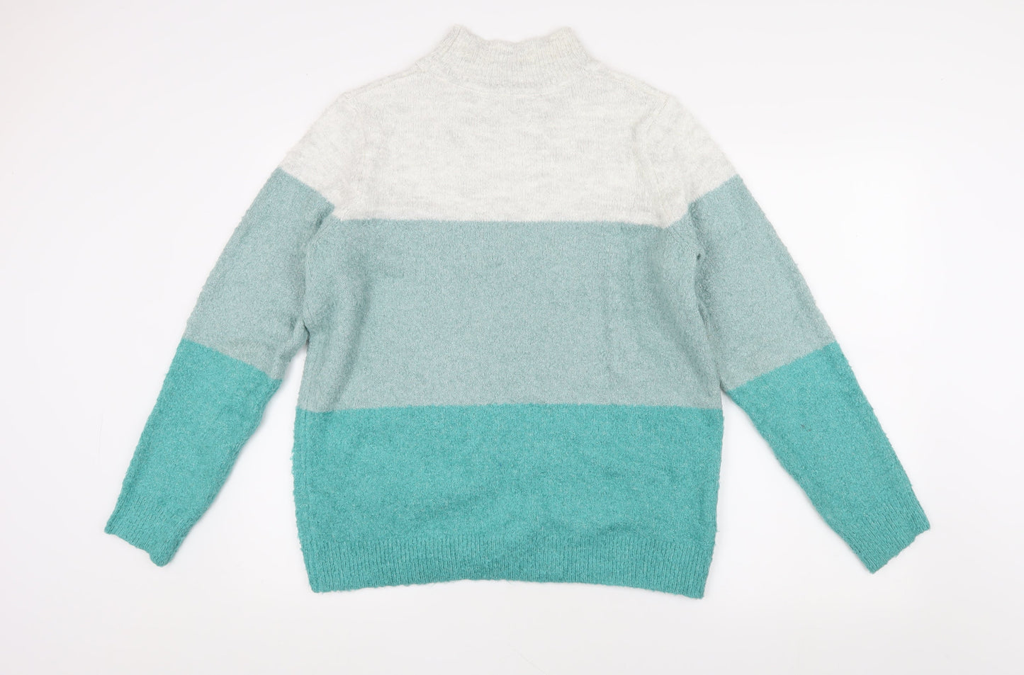 SPIRIT Women's Blue Striped Pullover Jumper Mock Neck Size 14