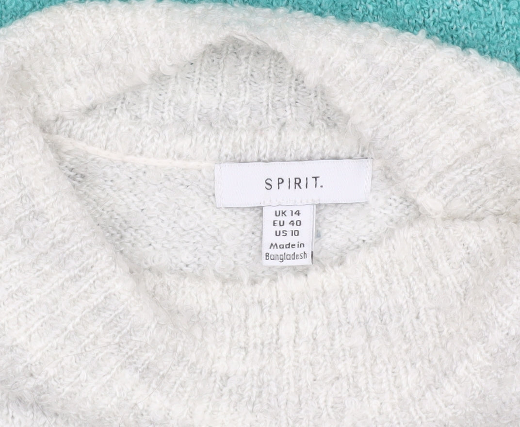 SPIRIT Women's Blue Striped Pullover Jumper Mock Neck Size 14