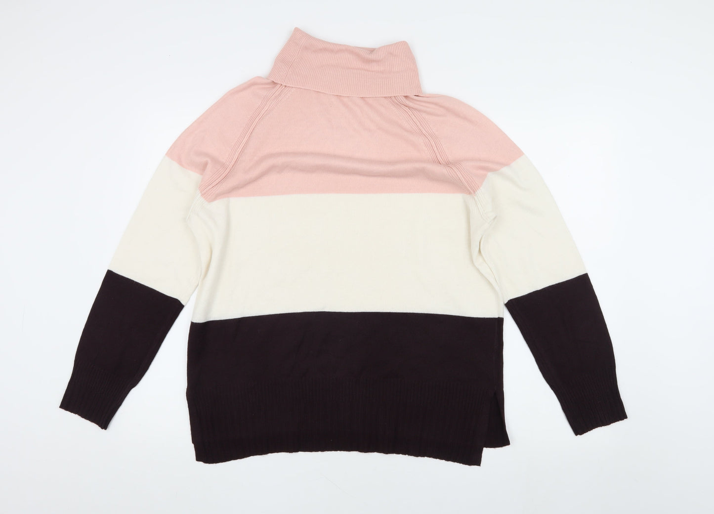 M&Co Women's Multicoloured High Neck Pullover Jumper Size 14