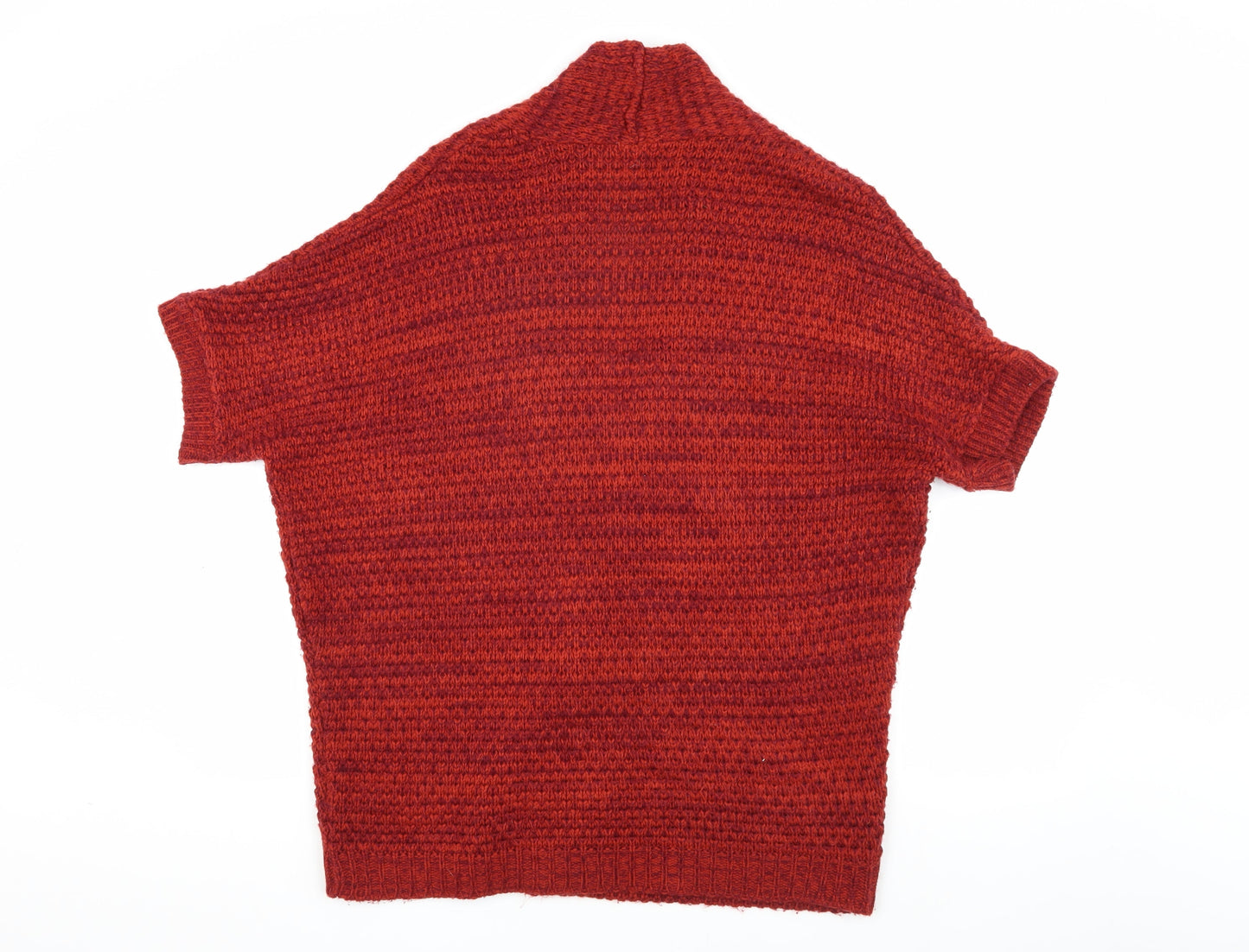 M&Co Women's Red Open Front Cardigan, Size 16, Chunky-Knit for Winter