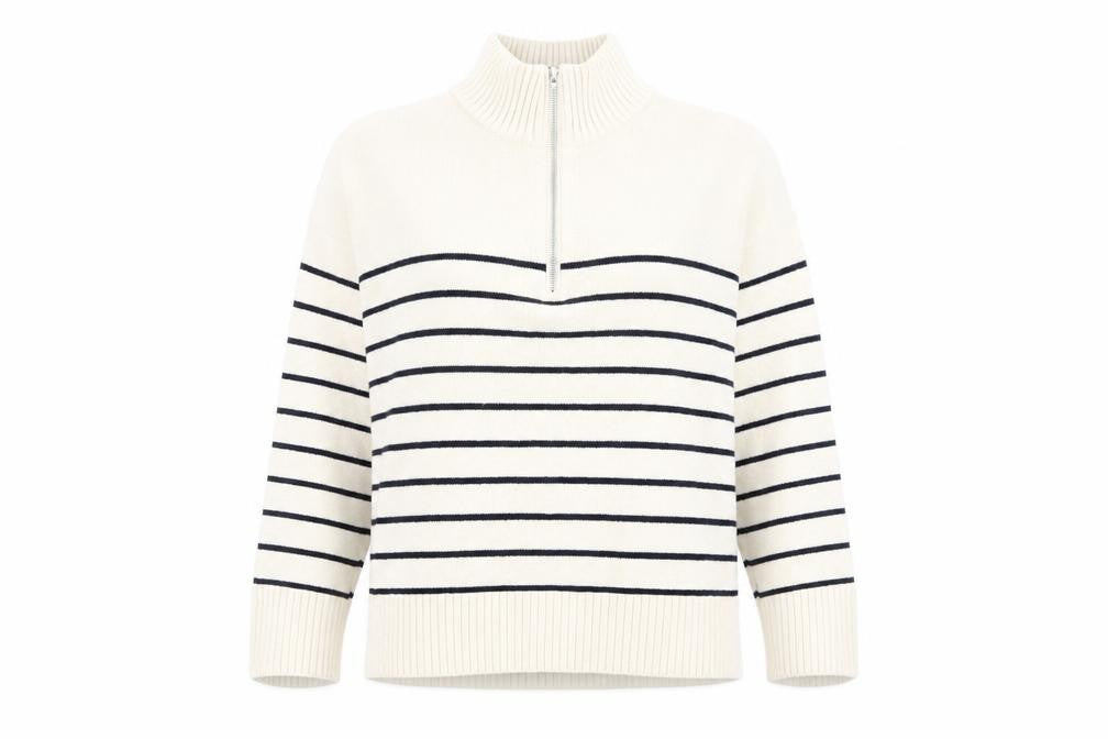 Zara Women’s Ivory Stripe Pullover Sweatshirt S