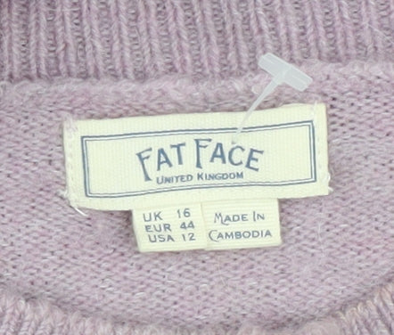 Fat Face Women's Purple Mock Neck Pullover Jumper Size 16