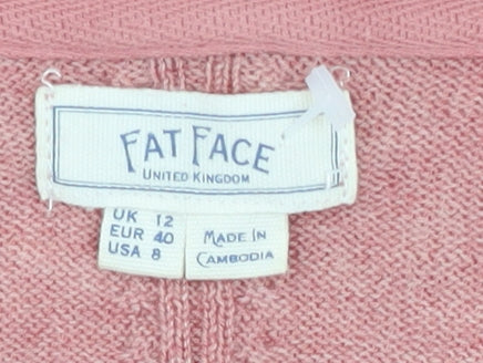 Fat Face Women’s Pink Open Front Cardigan Size 12 Casual