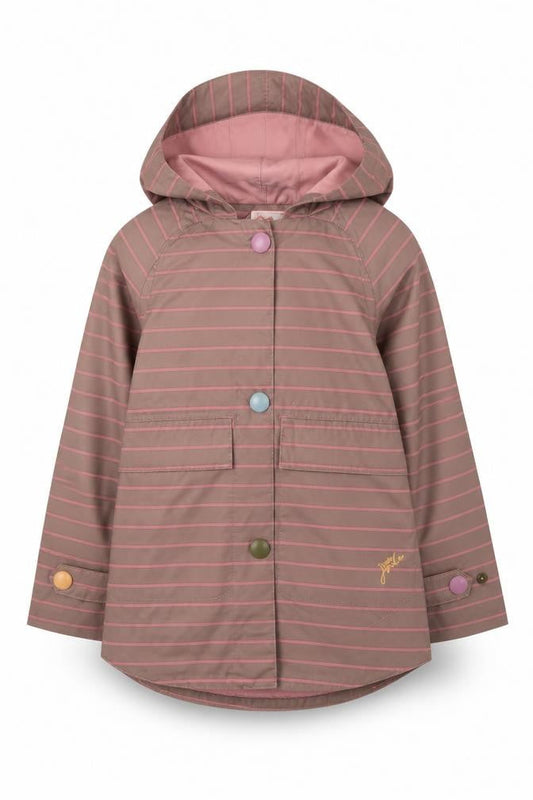 Joules Girls Striped Rain Coat, Brown, 2 Years, Hooded