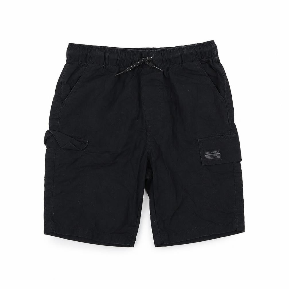 Next Boys Black Cargo Shorts 4-5 Years Elastic Waist Pockets