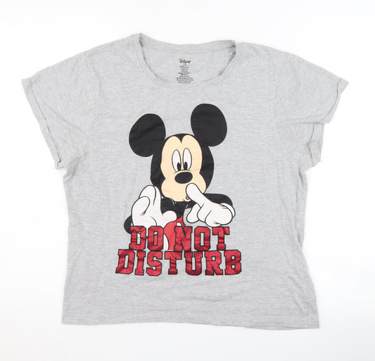 Disney Women's Grey Mickey Mouse Pyjama Top, Size 10-12