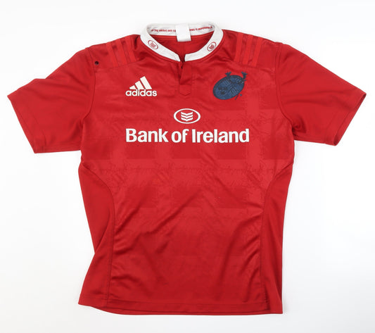 Adidas Men's Red L Rugby Jersey, Collared Lightweight