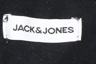 Jack & Jones Men's Black Hoodie L - Graphic Logo Pullover