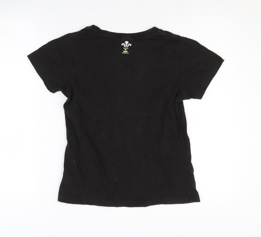 WRU Boys Black T-Shirt, Size 10, Short Sleeve
