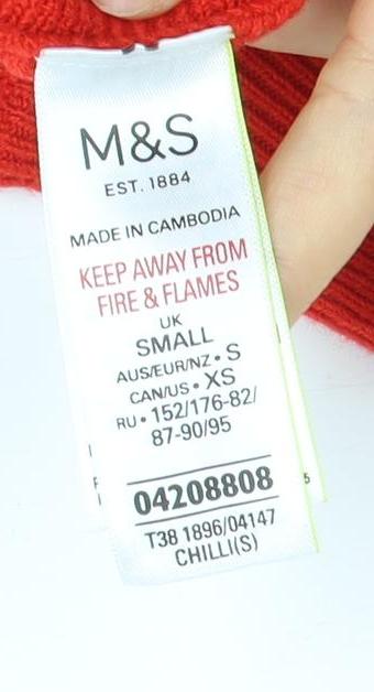 Marks and Spencer Red Women's XS Mock Neck Pullover