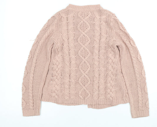 Lily & Dan Girls Pink Cable Knit Cardigan 7-8 Years Button Accent
