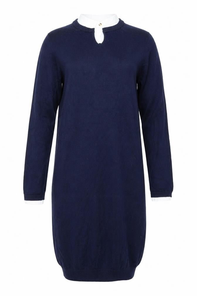 Seraphine Women's Blue S Jumper Dress, Collared Knit