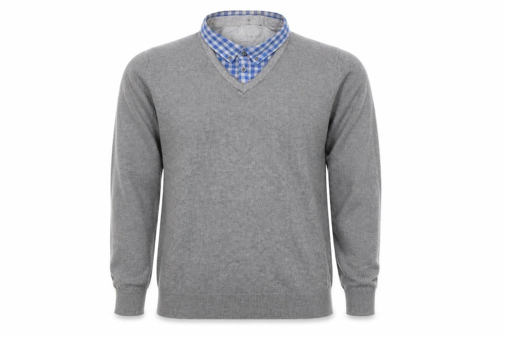 Marks and Spencer Men's Grey V-Neck Pullover, Large