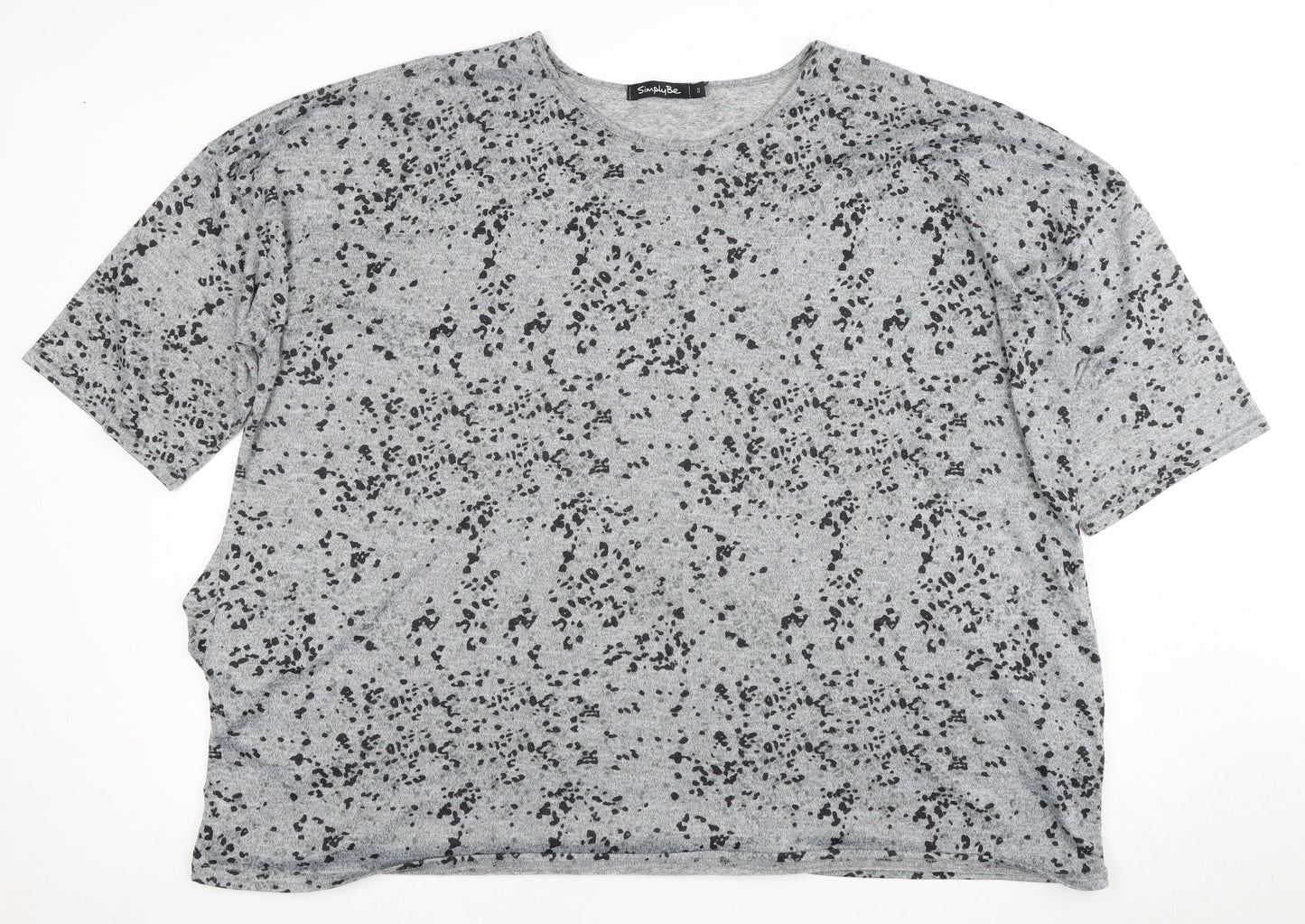 Simply Be Women's Grey Animal Print T-Shirt Size 22