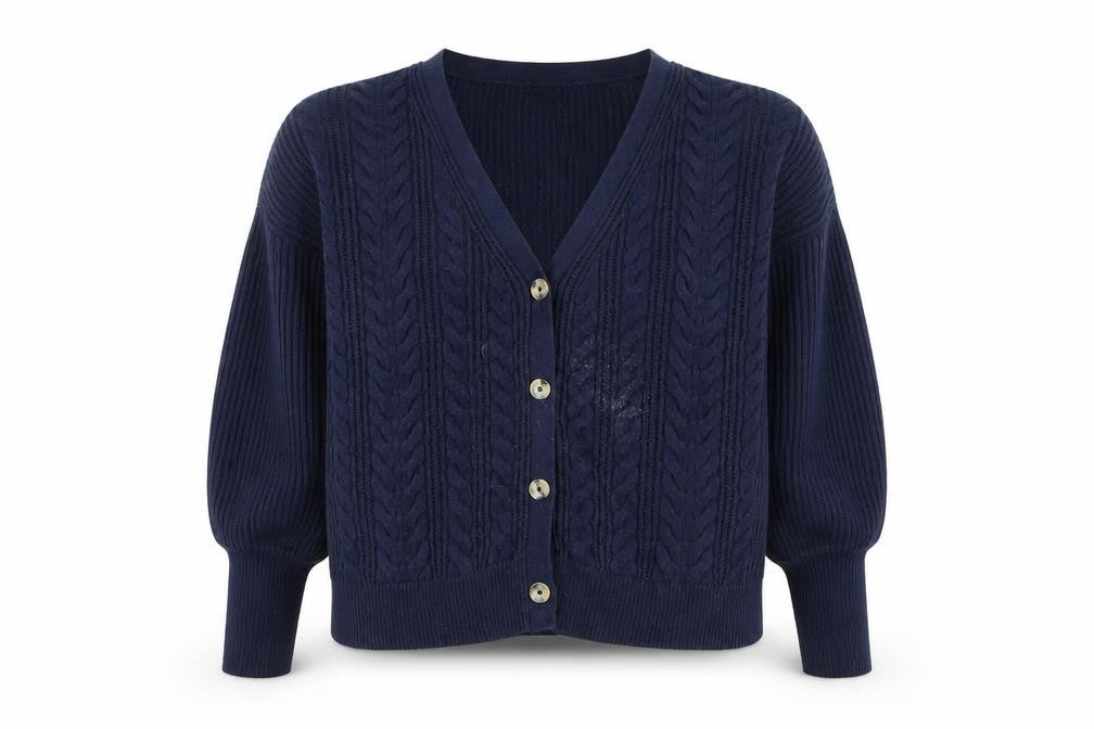 Marks and Spencer Women's Blue L Cable-Knit Cardigan