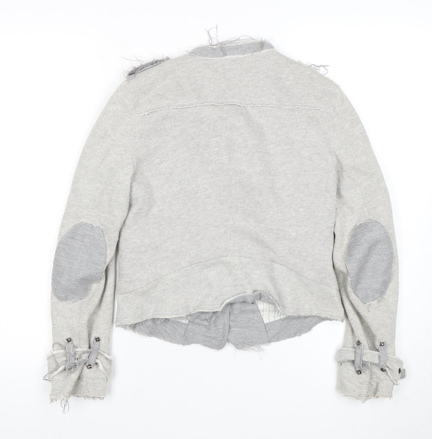 Zara Basic Women's Grey Biker Jacket, Size 2, Zipped