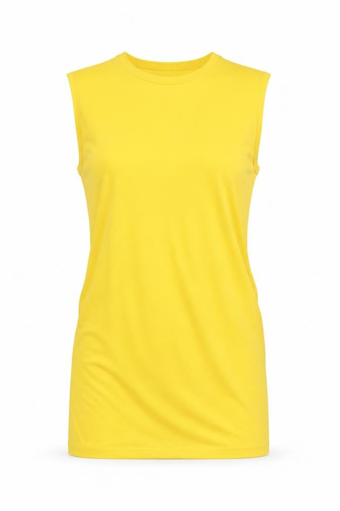 Womens UK Size S Jaeger Yellow 100% Cotton Tank