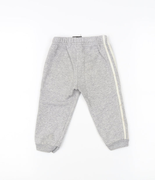 Adidas Unisex Grey Track Pants 9-12M - Baby Casual Activewear