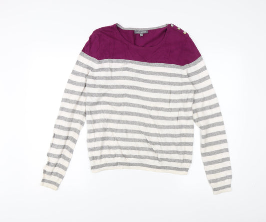 Laura Ashley Women's Striped Pullover Jumper, UK 14, Multicoloured