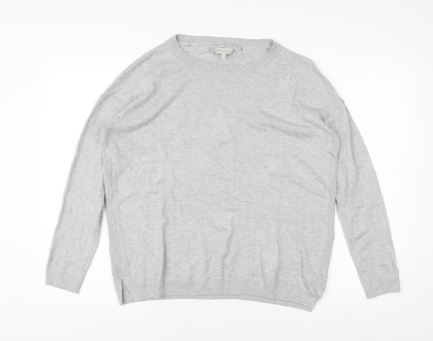 Hobbs Women's Grey Pullover Jumper M Crew Neck Stars