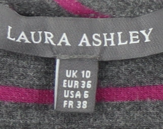Laura Ashley Women's Multicoloured Striped T-Shirt UK 10