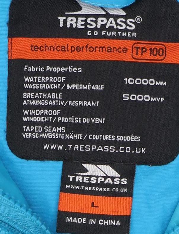 Trespass Men's Blue L Waterproof Hoodie Parka Jacket