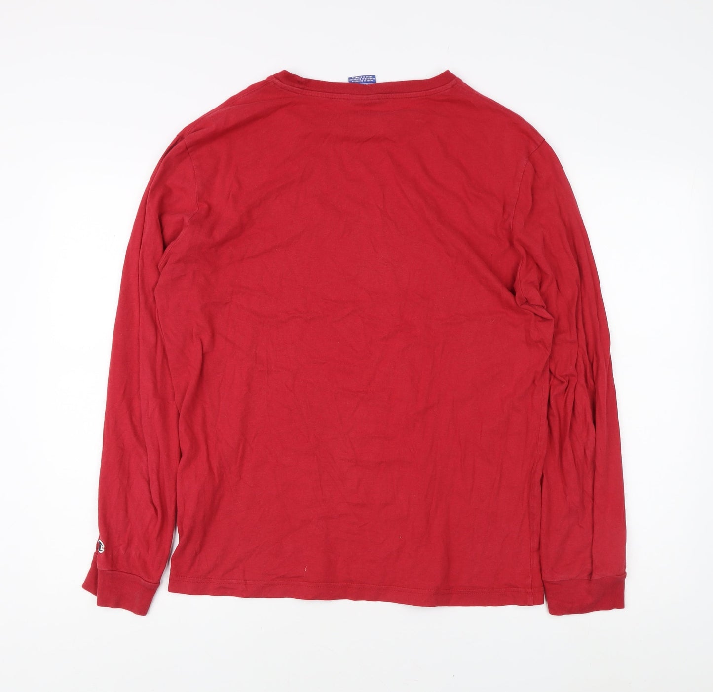 Champion Men's Red Long Sleeve T-Shirt M
