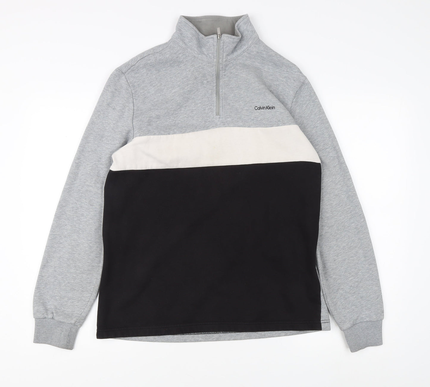 Calvin Klein Unisex Grey Black Zip Sweatshirt M