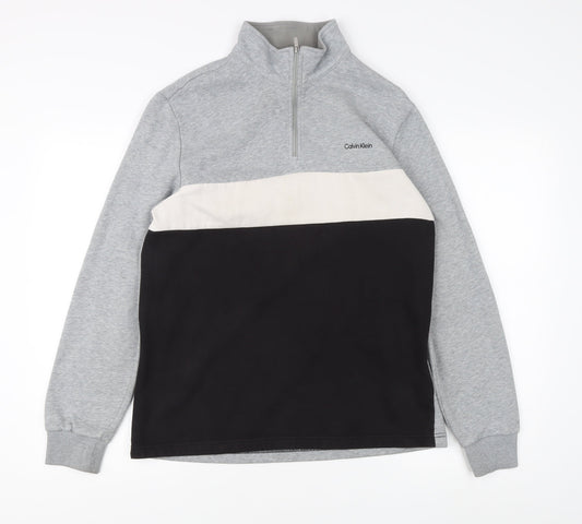 Calvin Klein Unisex Grey Black Zip Sweatshirt M