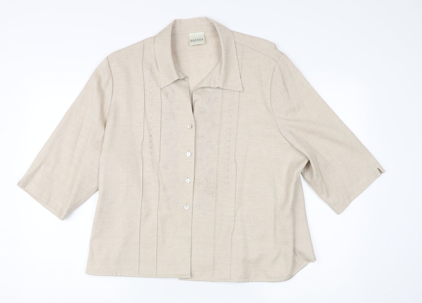 Eastex Women's Beige Button-Up Shirt UK 20 Casual