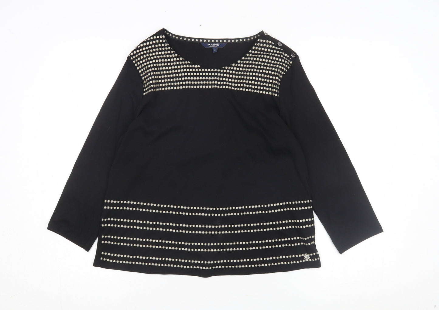 Maine New England Women's Black Long Sleeve Top Size 16