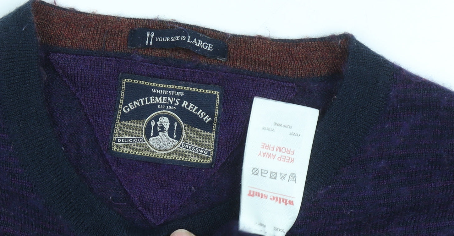 White Stuff Unisex Purple Wool Blend Pullover Jumper L