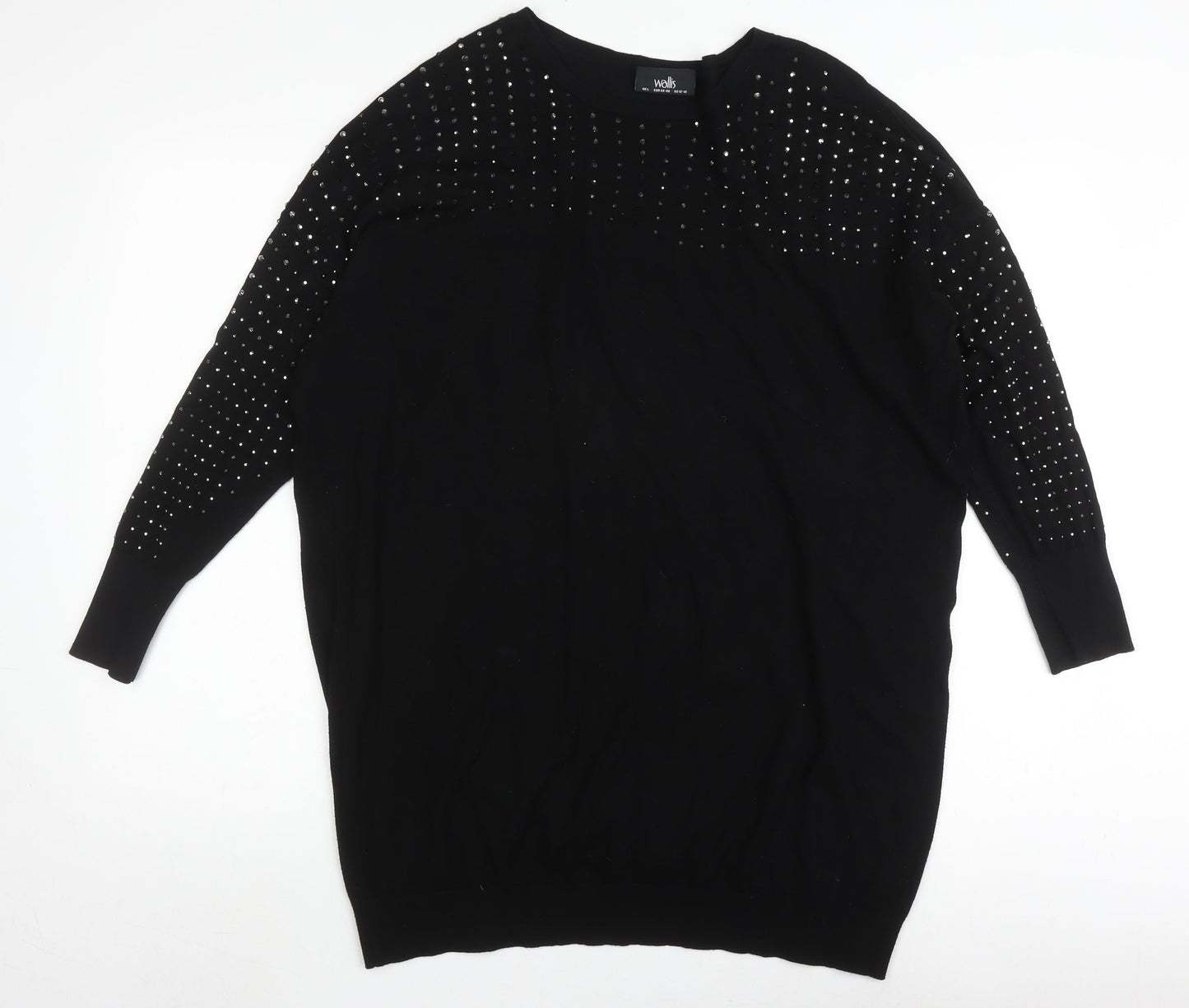 Wallis Women's Black Studded Jumper, UK L, Long Sleeve