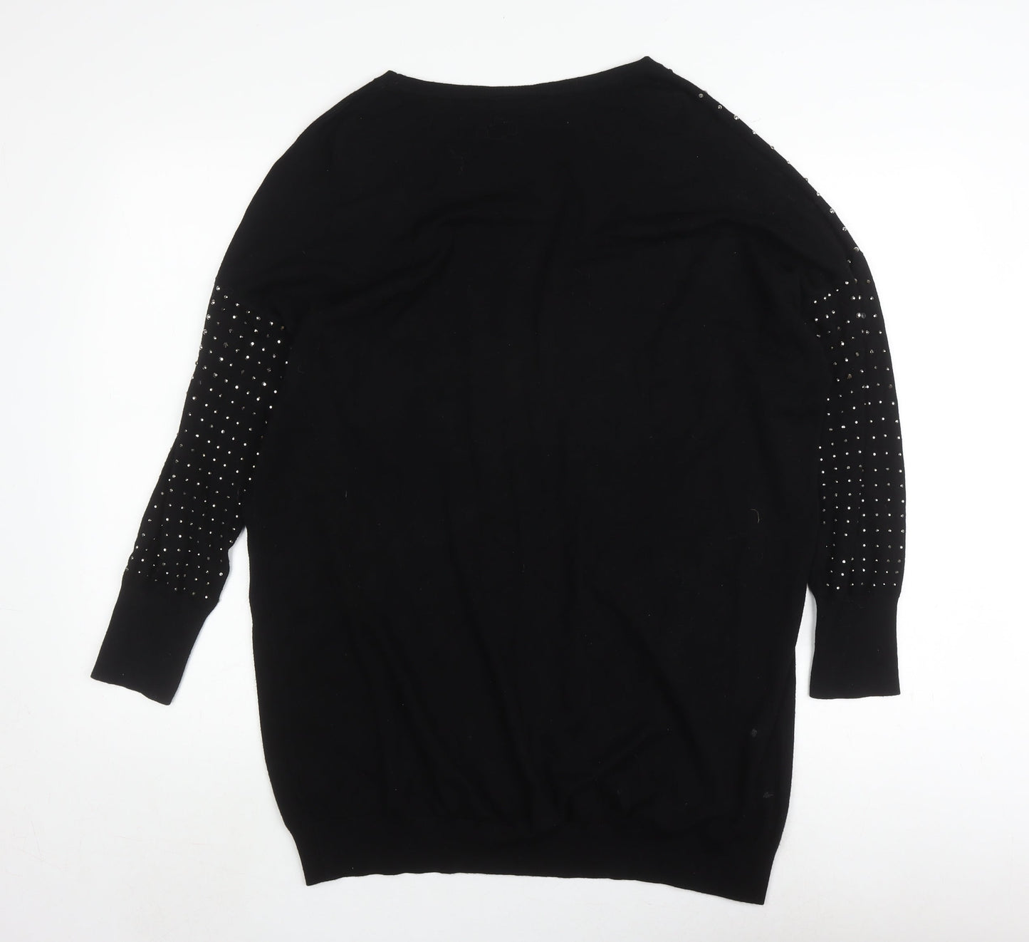 Wallis Women's Black Studded Jumper, UK L, Long Sleeve