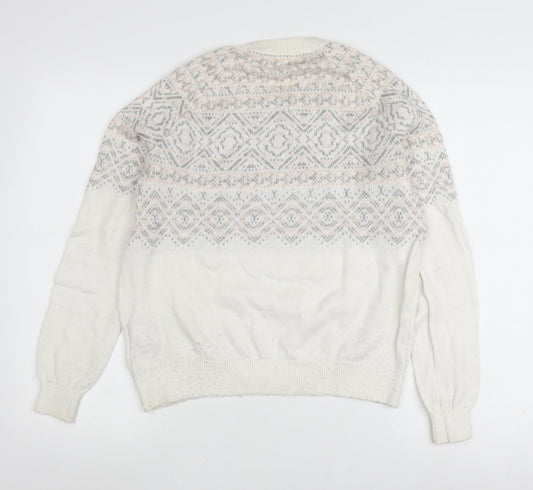 Hollister Women's Ivory Fair Isle Knit Jumper