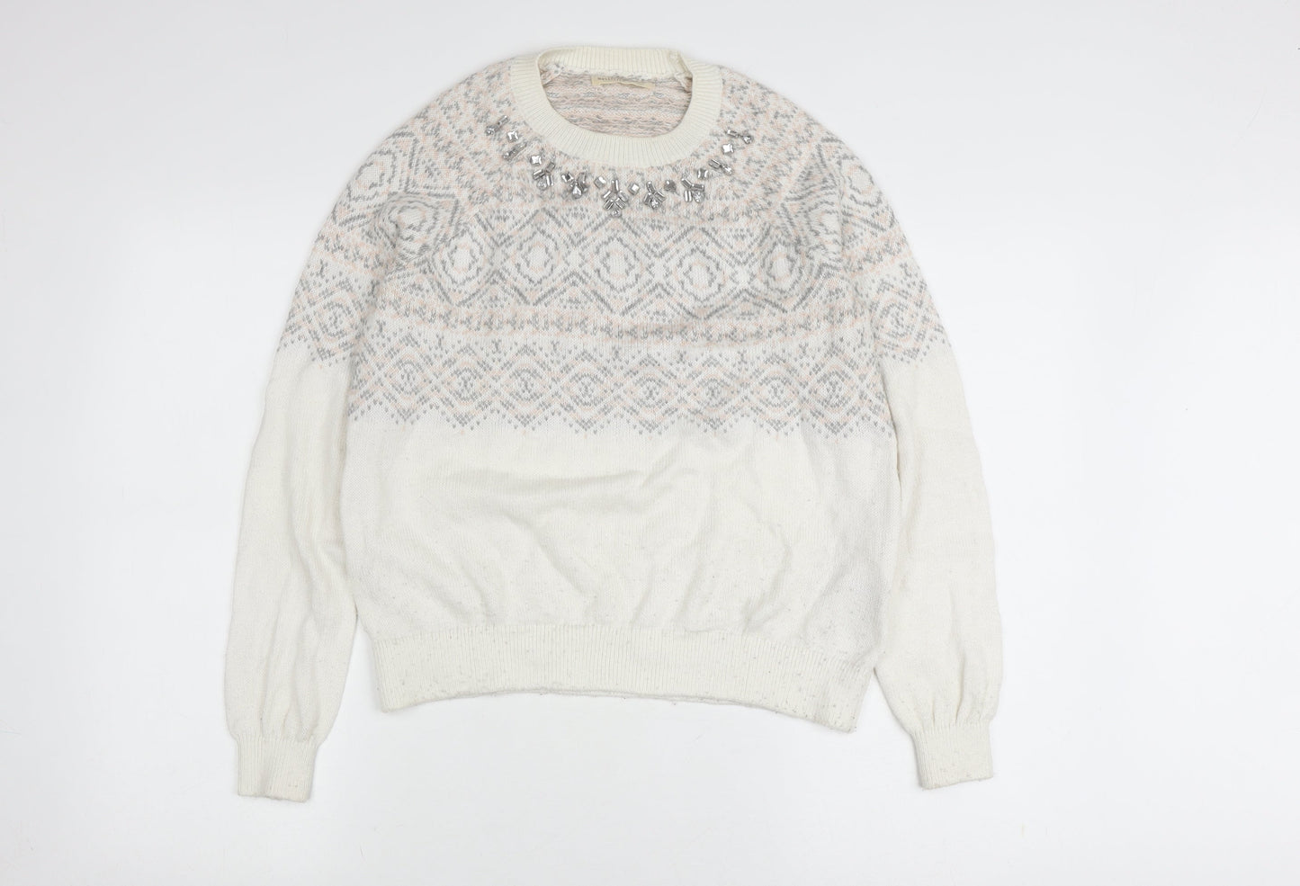 Hollister Women's Ivory Fair Isle Knit Jumper
