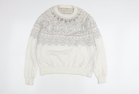 Hollister Women's Ivory Fair Isle Knit Jumper