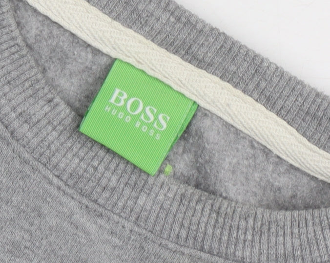 Hugo Boss Men's Grey Pullover Sweatshirt - Size M, Classic Logo