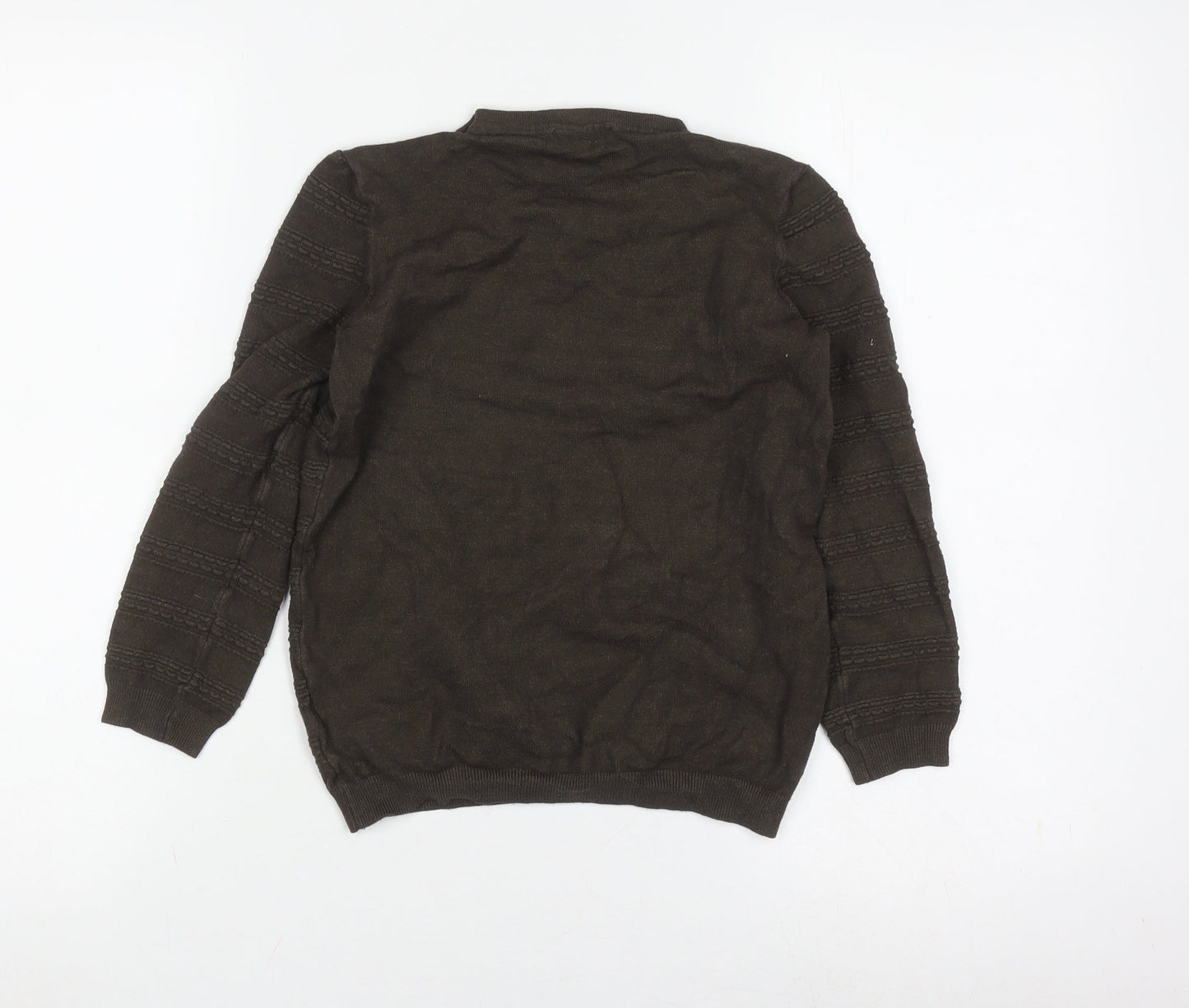 Warehouse Girls Brown Knit Crew Neck Pullover Jumper Size 8
