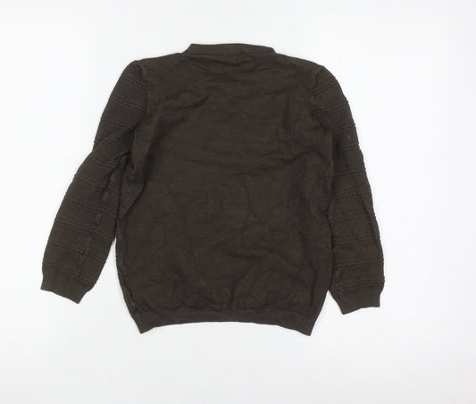 Warehouse Girls Brown Knit Crew Neck Pullover Jumper Size 8