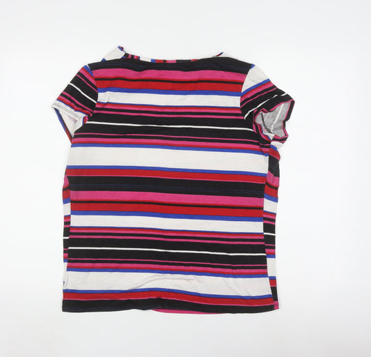 Aphorism Women's Multicoloured Striped Top, L, Cowl Neck