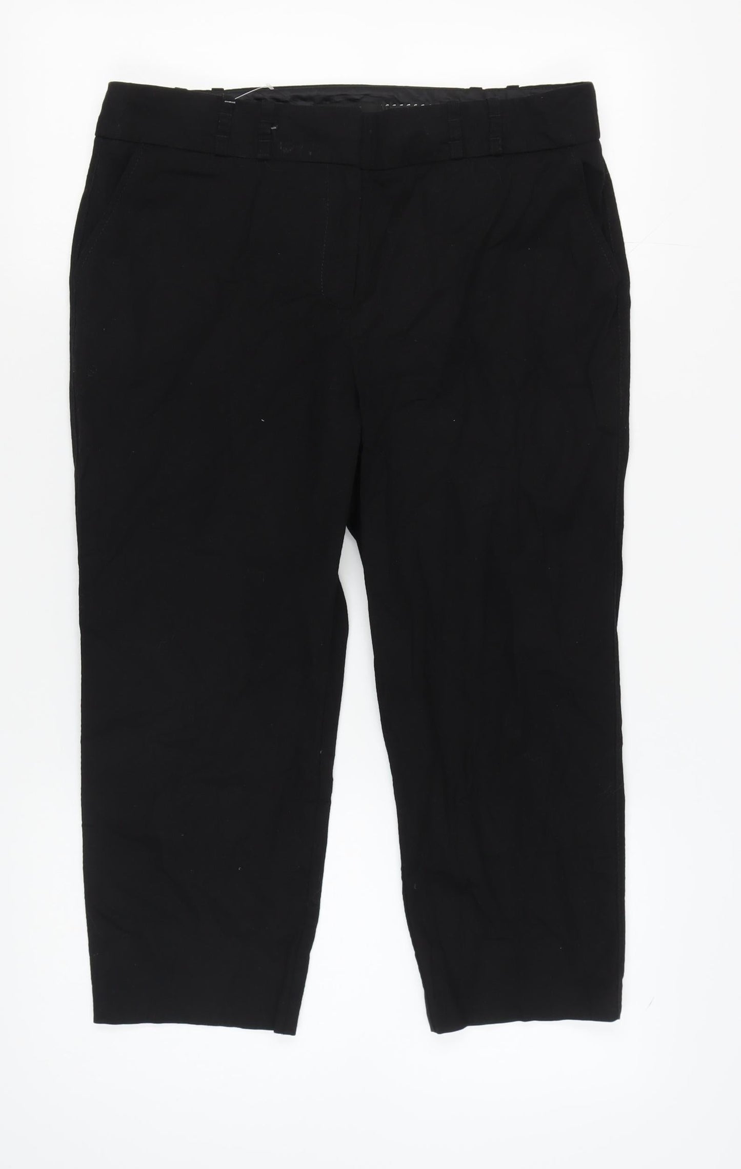 Next Women's Black Trousers 14L Cotton Elastane