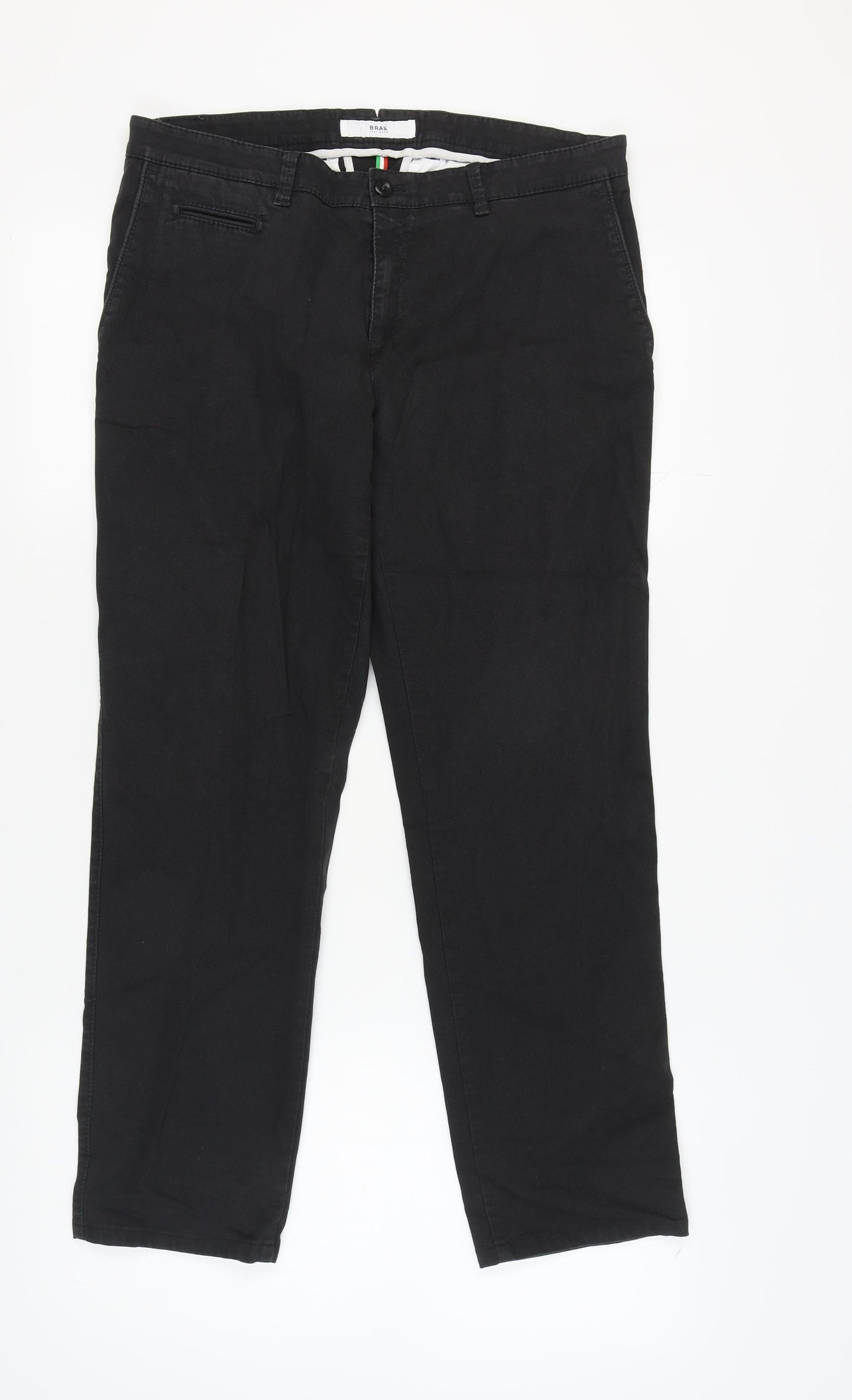 Brax Men's Black Chino Trousers 34/32 Regular Fit