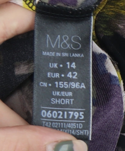 Marks and Spencer Women's Multicoloured Floral Wrap Dress, Size 14