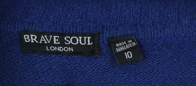 Brave Soul Women's Blue Roll Neck Pullover Jumper Size 10