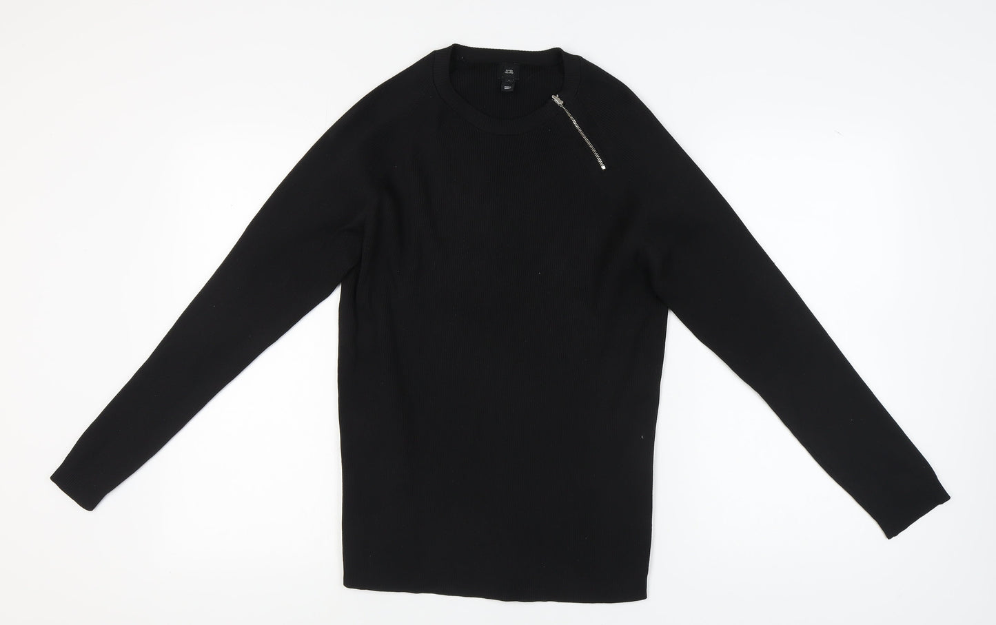 River Island Black Knit Long Sleeve Top L