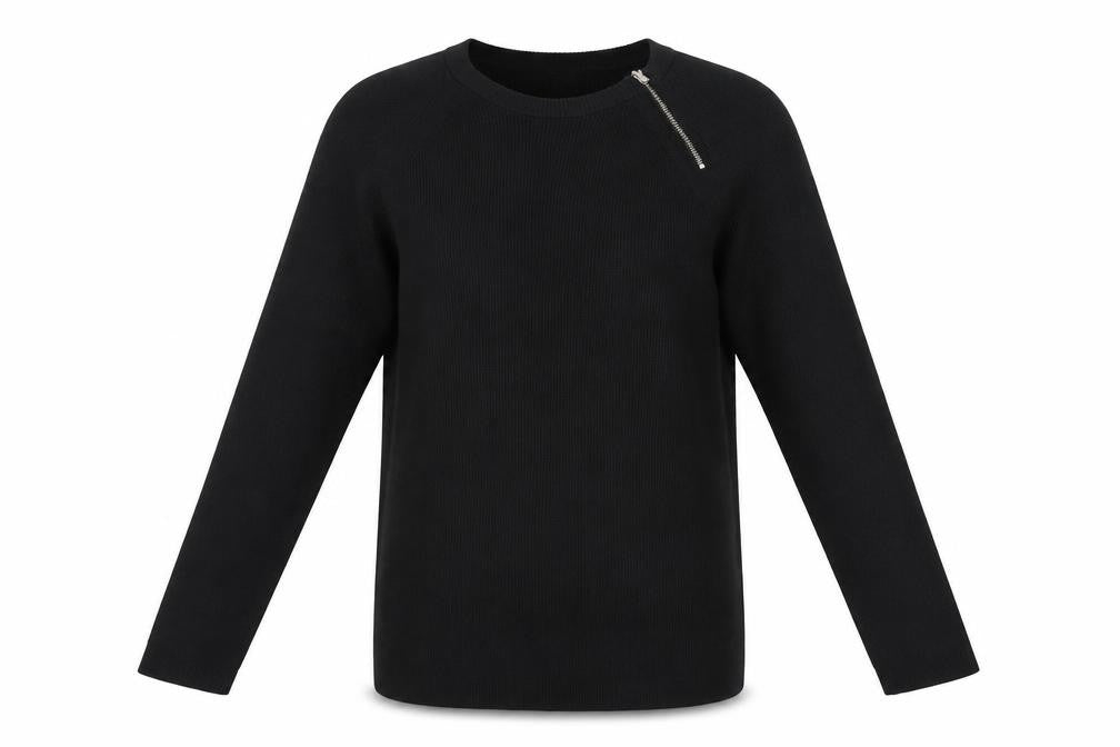 Front view of River Island Black Knit Long Sleeve Top L