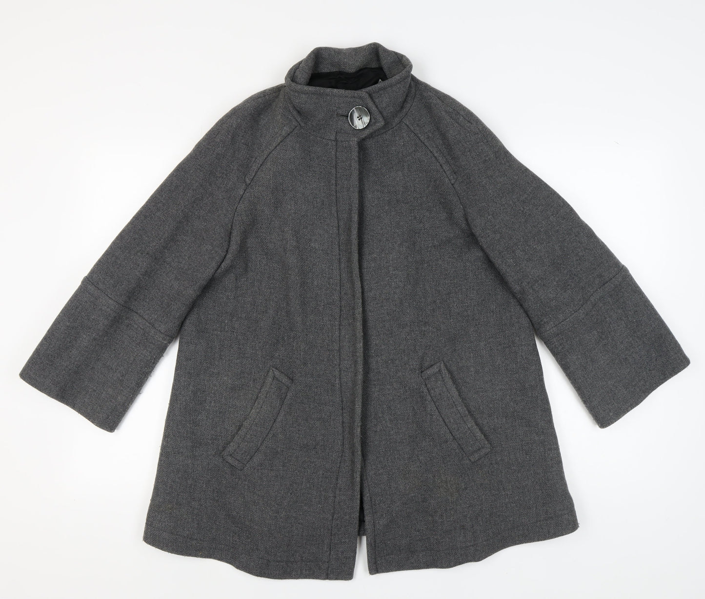 Zara Women Grey Wool Coat Medium Winter